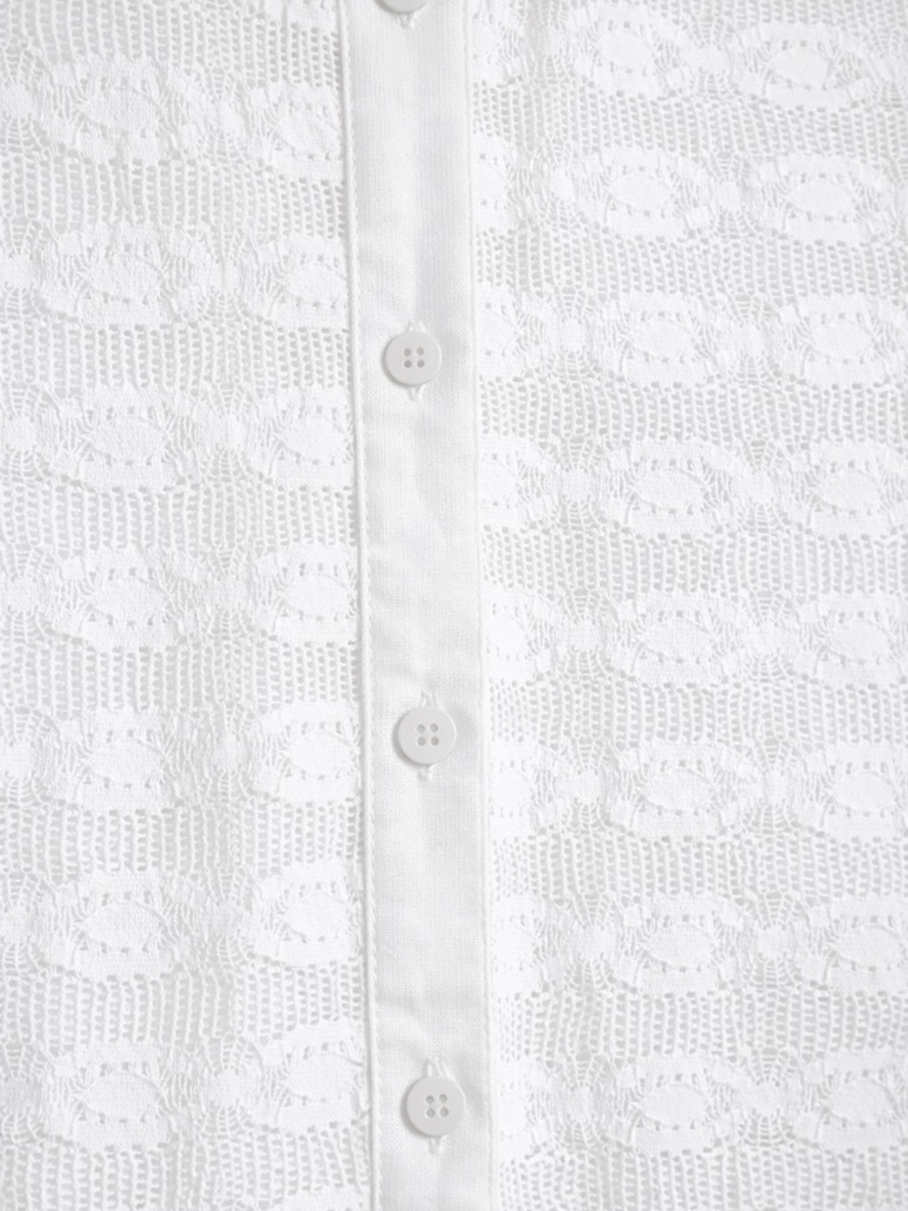 Tranali White Sheer Lace Button Down Blouse Collared Romantic Cottagecore Top-S - Picture 5 of 6